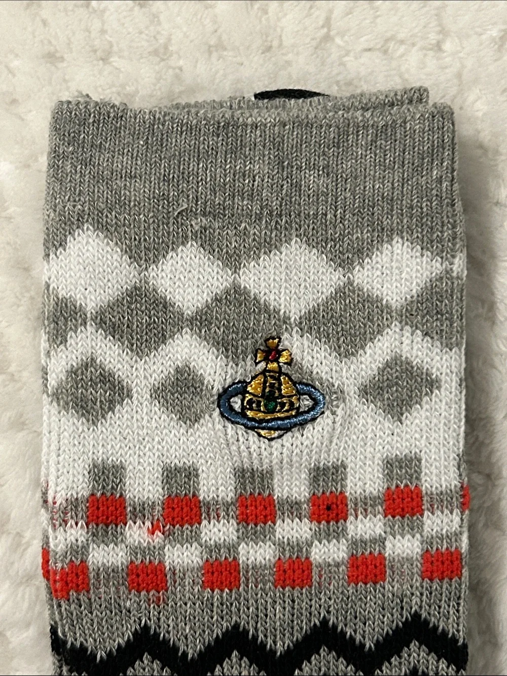Vivienne Westwood Black, Grey & Red Patterned Socks, 1 Pair Medium (6-8)